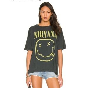 Daydreamer Nirvana Smiley Merch Tee in Vintage Black, Oversized Band T-Shirt NWT